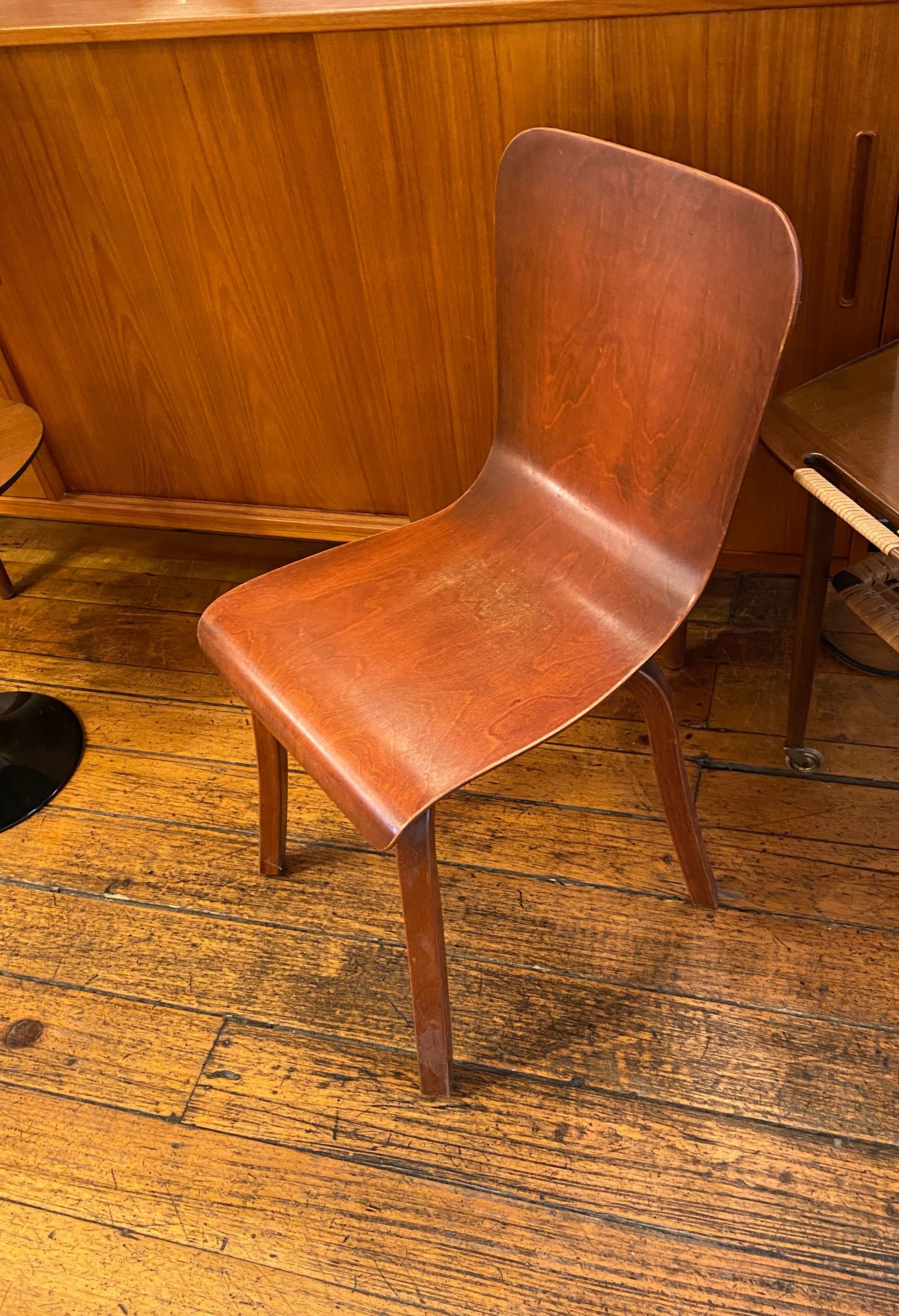 vintage 1950s chair made of bent plywood