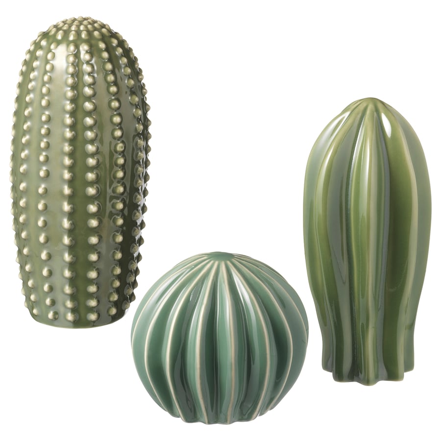 Trio of ceramic cacti – Själsligt decoration from IKEA