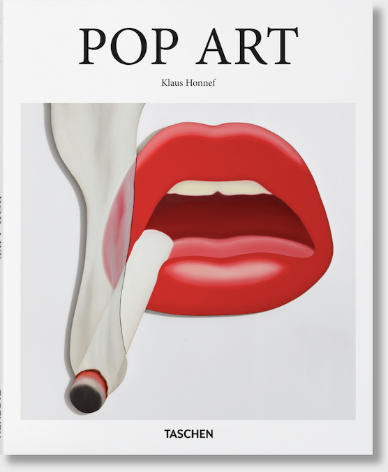 Pop Art book with a work by Tom Wesselman on the cover: open lips with a lit cigarette dangling from them