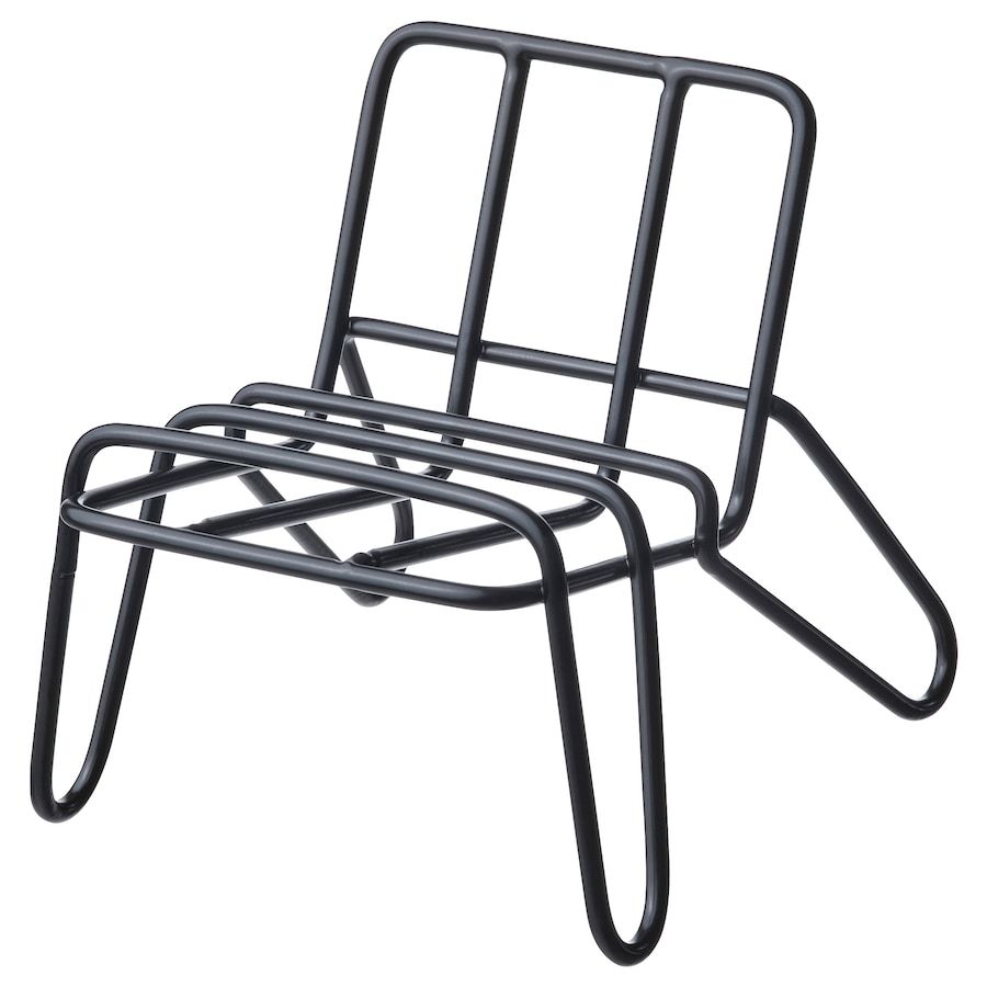 Product photo of Ikea's KRUBBET chair made of bent black wire.