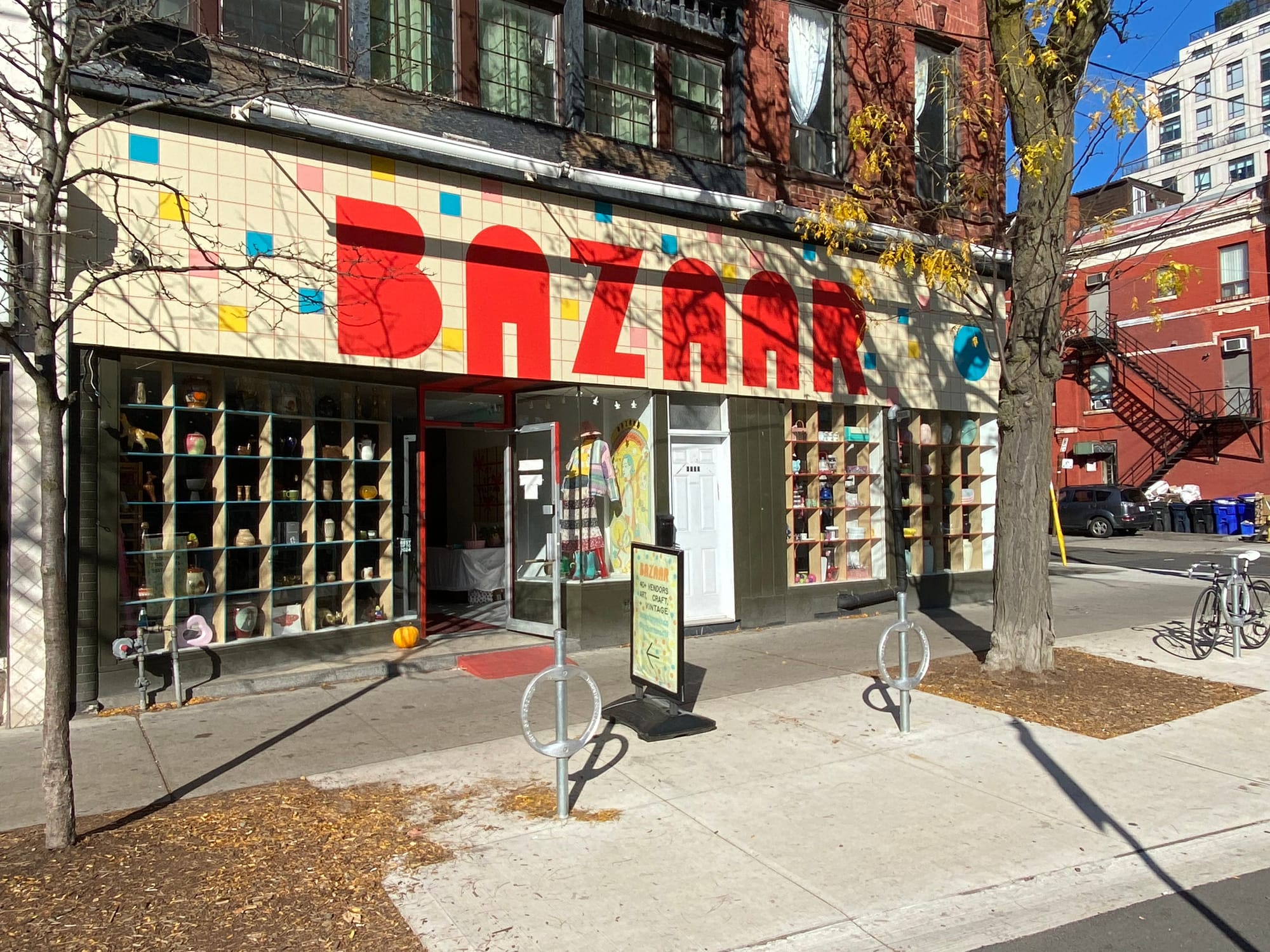 Colourful exterior of Bazaar Toronto.