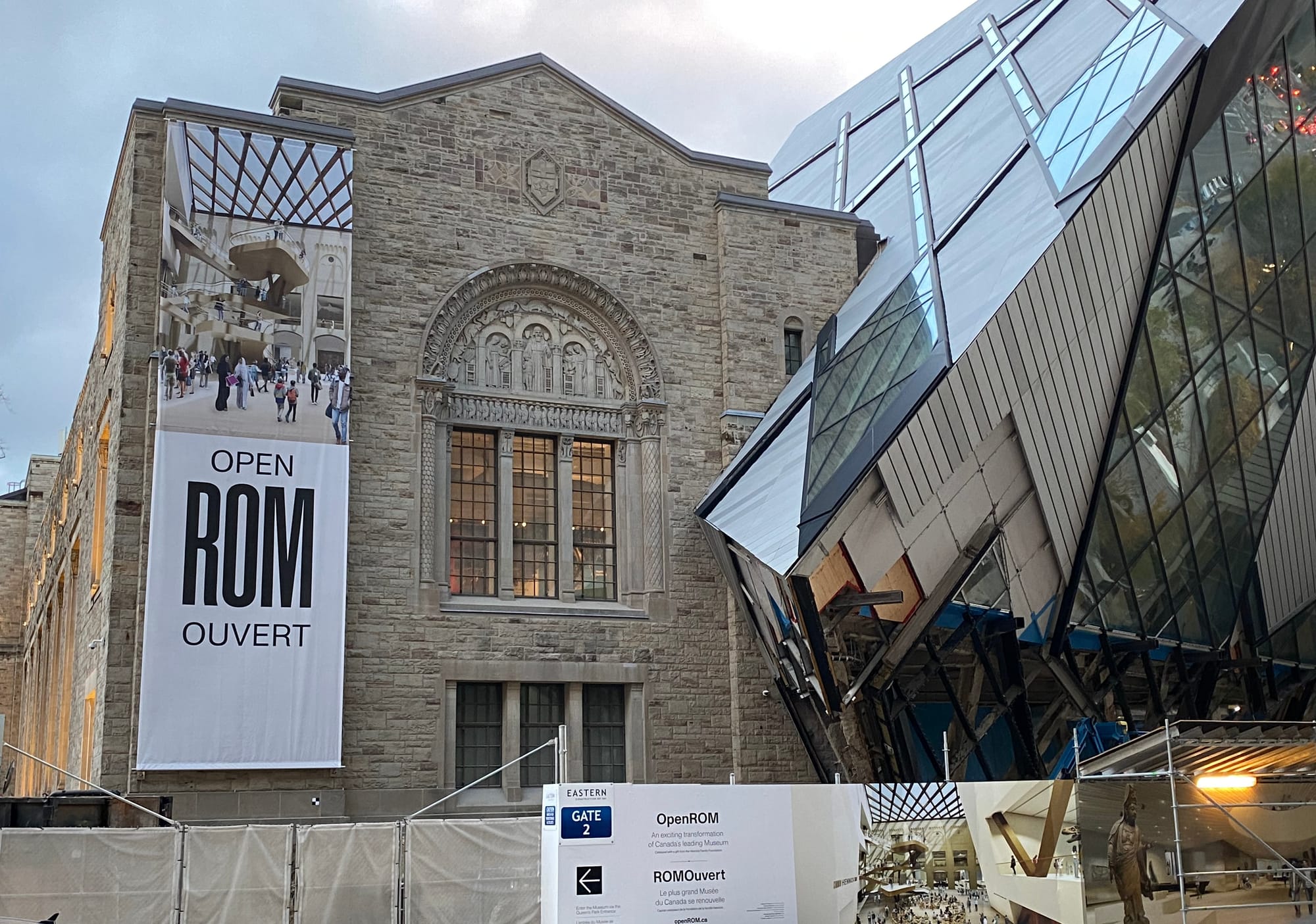 Exterior of the ROM, showing the elegant historical facade and the angled chaotic-looking addition.