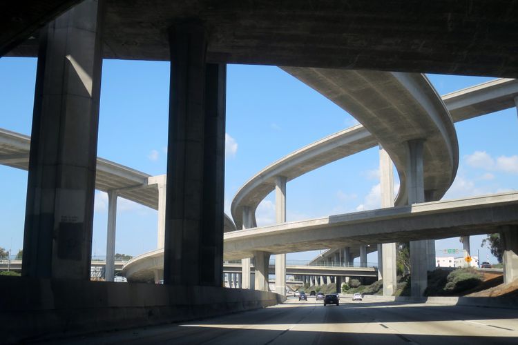 Soaring freeways in Los Angeles.