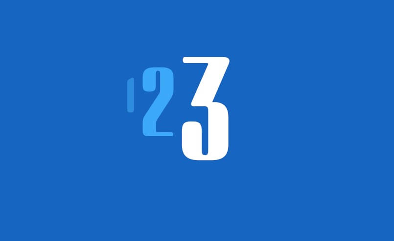 The numbers 1, 2, and 3, against a blue background.